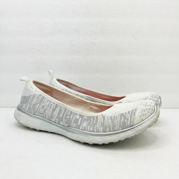 Skechers Women's Microburst Slip On Shoes White/Silver - Picture 1 of 8